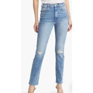 7 For all Mankind low straight leg distressed knee jeans 27